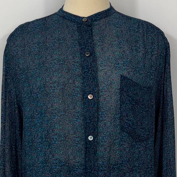 Isabel Marant Etoile Button Down Sheer Top Blouse Long Sleeve Blue 34 Oversized - Picture 3 of 13